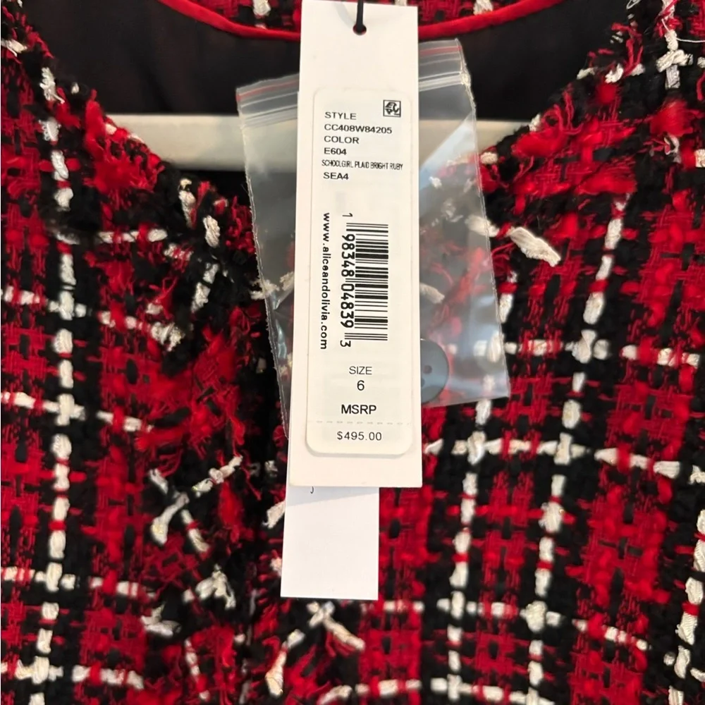 Alice + Olivia School Girl Red & Black Jacket - Picture 2 of 5